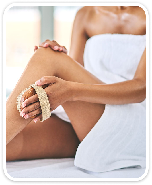 Woman exfoliating