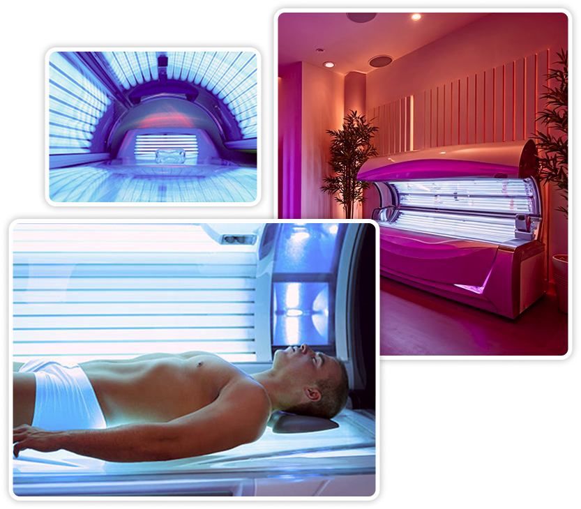 Person using tanning bed